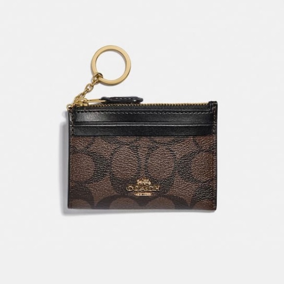 New Coach Mini Skinny Id Case In Signature Canvas - Picture 1 of 4